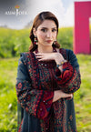 -3PC DHANAK EMBROIDERED SHIRT WITH DHANAK EMBROIDERED SHAWL AND TROUSER - 677