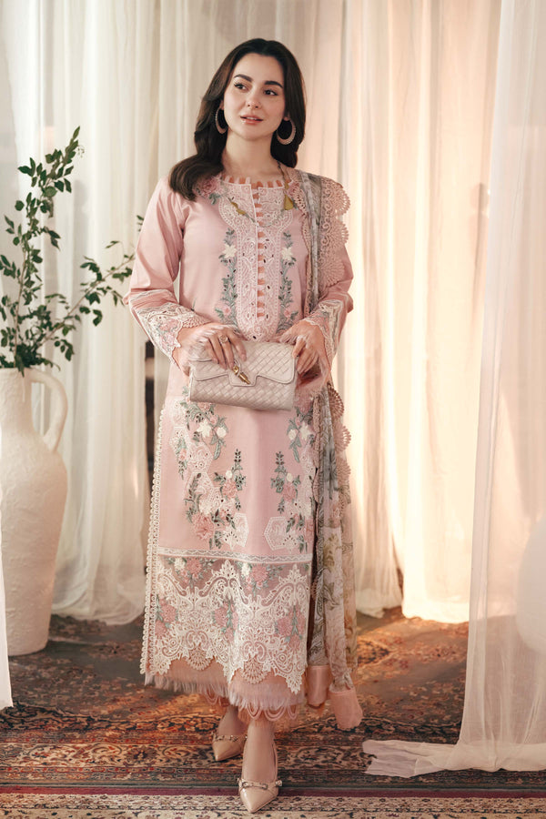 3PC Lawn EMBROIDERED SHIRT WITHPRINTED DUPATTAAND TROUSER 501 L