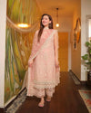 3 Piece Embroidered Lawn Shirt with Embroidered Khadi Net Dupatta 1049