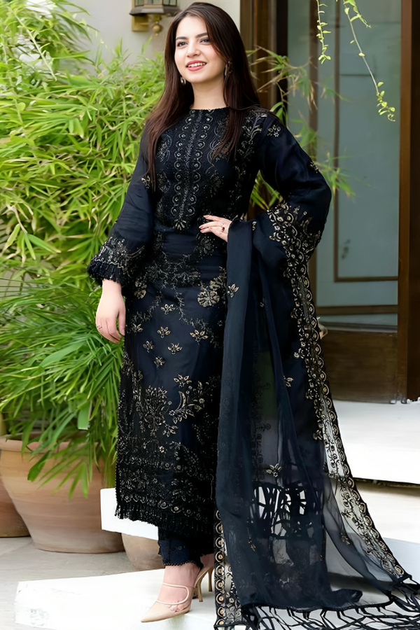 Black Lawn 3PC Embroidered-1020