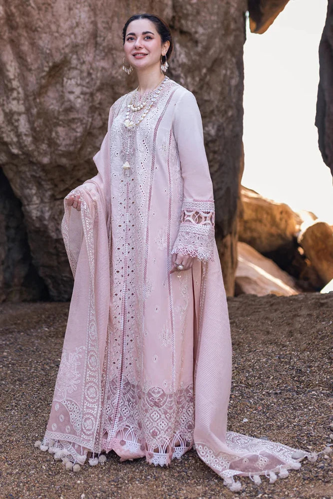 3PC LAWN EMBROIDERED SHIRT WITH ORGANZA EMBROIDERED DUPATTA AND TROUSER - HZG2180