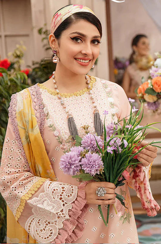 3 Piece Embroidered Lawn Shirt with Digital Printed Silk Dupatta MS22