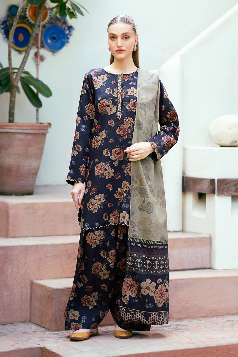 3 Piece Digital Printed Lawn Shirt Trouser with Lawn Dupatta BQ412