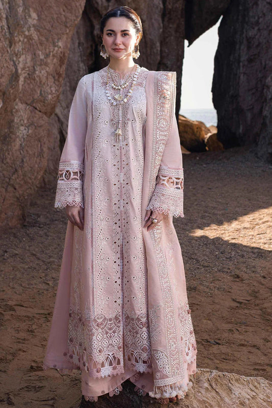 3PC LAWN EMBROIDERED SHIRT WITH ORGANZA EMBROIDERED DUPATTA AND TROUSER - HZG2180