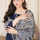 3 Piece Embroidered Shirt with Printed Wool Shawl MB 830