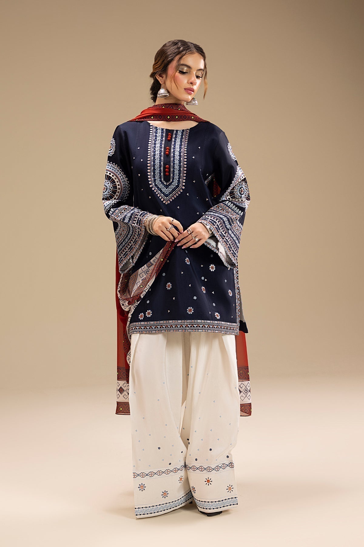 '- UNSTITCHED 3PC DHANAK EMBROIDERED SUIT 241