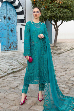 3Pc Embroidered Lawn Shirt with Embroidered Bamber Chiffon Dupatta MB2595