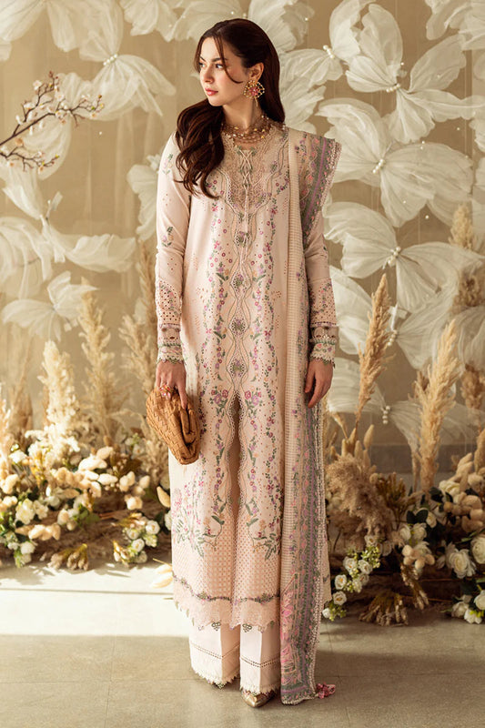 3PC LAWN EMBROIDERED SHIRT WITH COTTON NET EMBROIDERED DUPATTA AND TROUSER - 10013