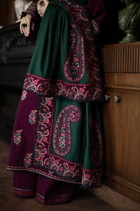 -3PC DHANAK EMBROIDERED SHIRT WITH DHANAK EMBROIDERED SHAWL AND TROUSER- 678