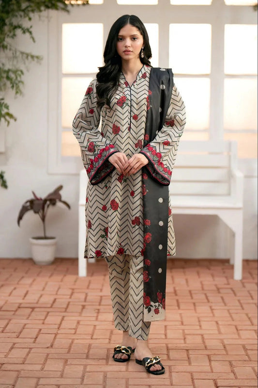 3 Piece Digital Printed Khaddar Shirt with Khaddar Dupatta BK 178