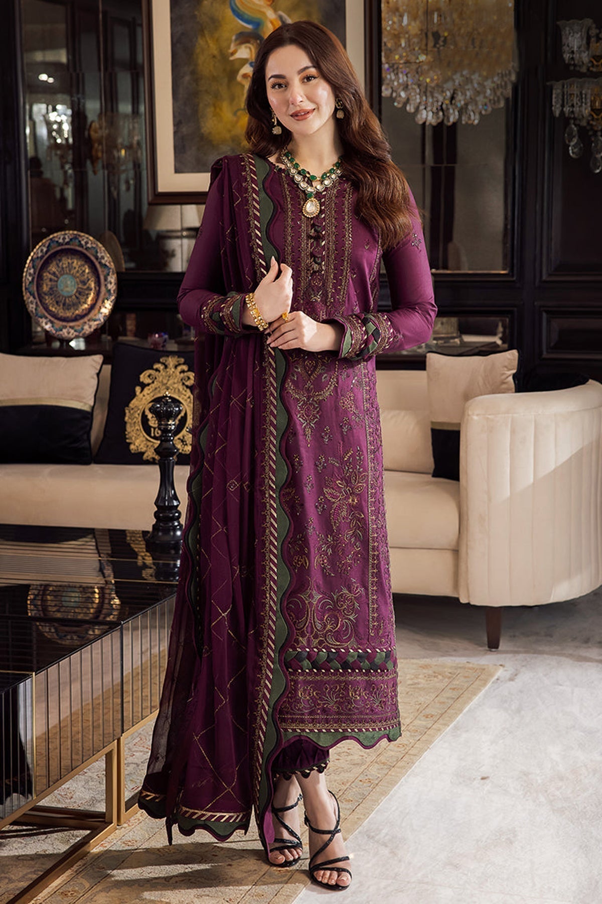 Asim Jofa Dhanak 3PC Embroidered With Chiffon Embroidered Dupatta 668