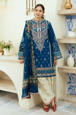 3 Piece Embroidered Lawn Shirt and Trouser with Printed Poly Lawn Dupatta ZS50L