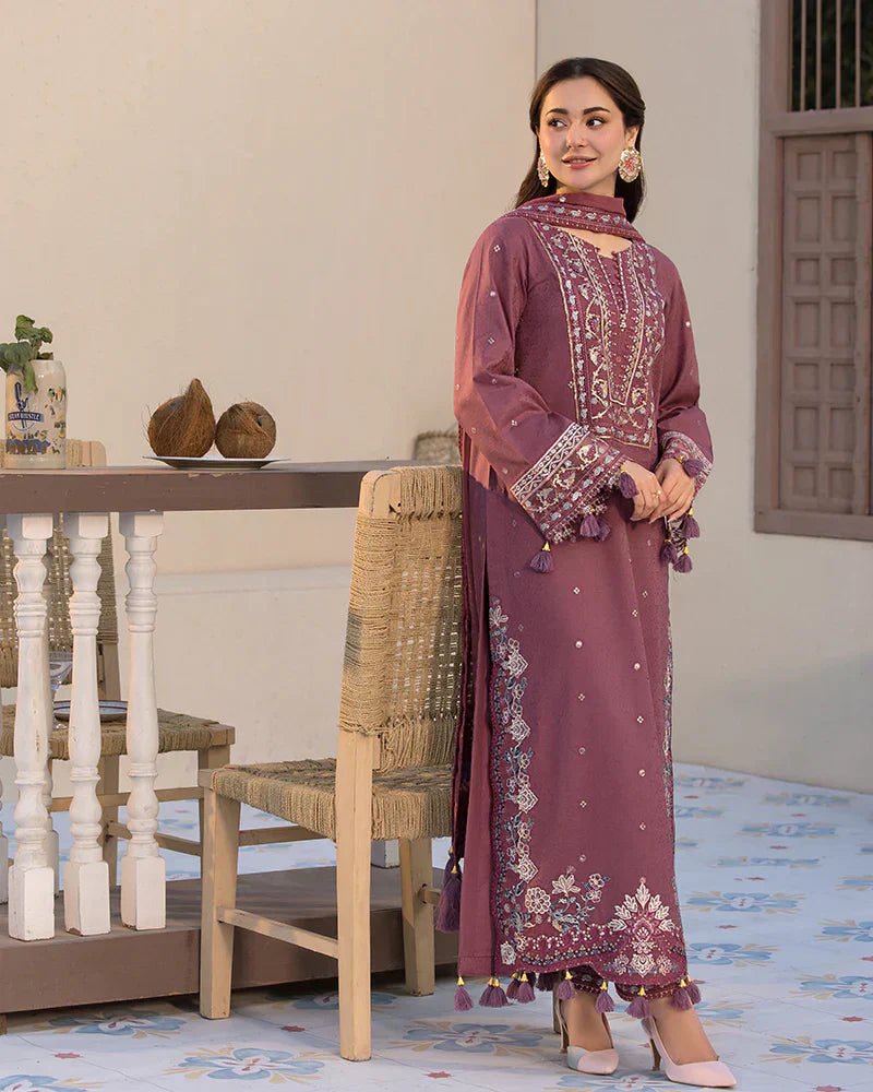 Dhanak-3PC Embroidered Shirt with Chiffon Embroidered Dupatta-1321W