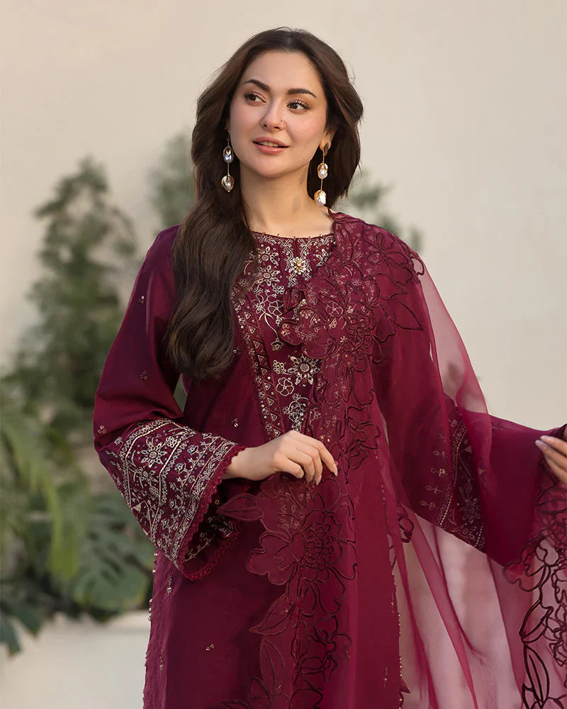 Lawn-3PC Embroidered Shirt with Organza Embroidered Dupatta 1351W