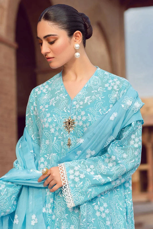 3 Piece Embroidered Lawn Shirt with Embroidered Chiffon dupatta BR08