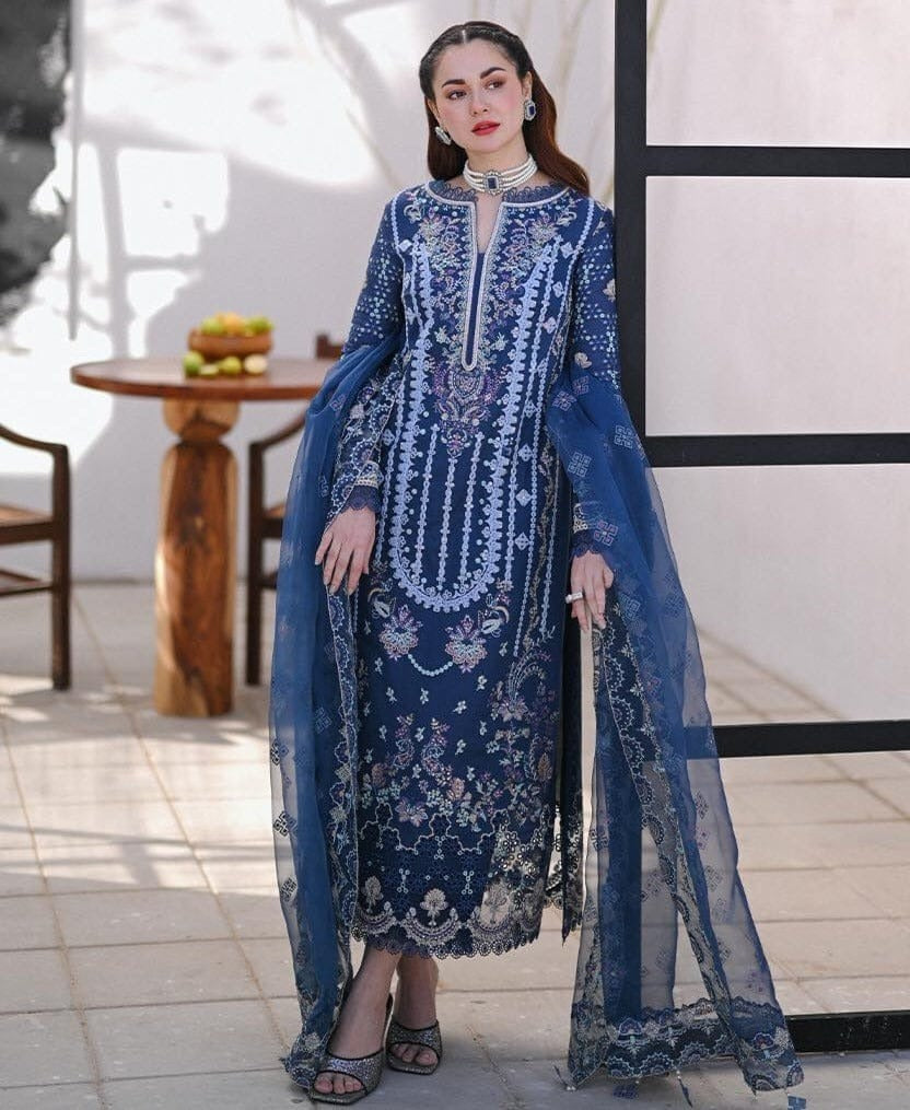 3 Piece Embroidered Lawn Shirt with Embroidered Organza Dupatta SP2545