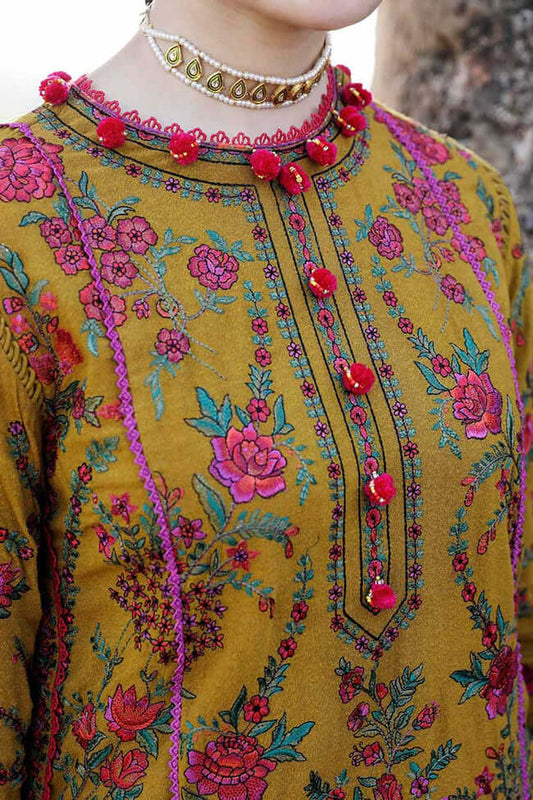 3 Piece Embroidered Dhanak Shirt With Wool Shawl MB 550