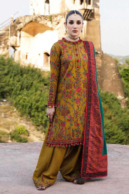 3 Piece Embroidered Dhanak Shirt With Wool Shawl MB 550
