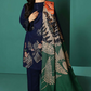 3 Piece Embroidered Dhanak Shirt with Printed Wool Shawl NS 195