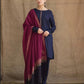 3 Piece Dhanak Shirt with Printed Wool Shawl AG 1115