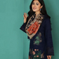 3 Piece Embroidered Dhanak Shirt with Printed Wool Shawl NS 195